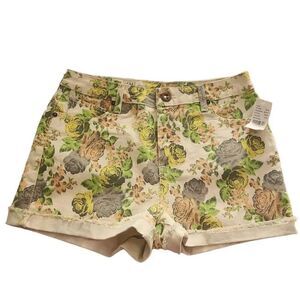 Sound Check Women's Size 11 Cream Pink Floral High Waist Shorts